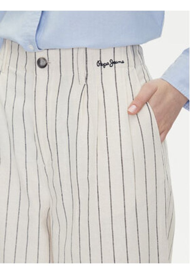 Pepe Jeans Spodnie materiałowe Herly PL211806 Beżowy Wide Leg. Kolor: beżowy. Materiał: bawełna
