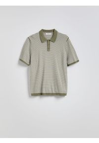 Reserved - Sweter polo z wiskozą - zielony. Typ kołnierza: polo. Kolor: zielony. Materiał: wiskoza