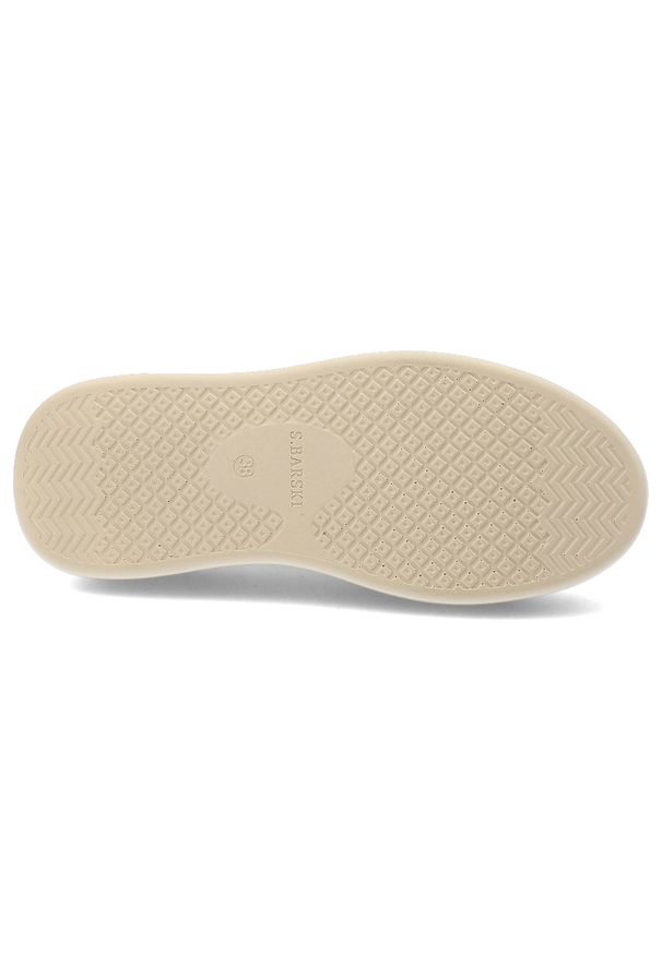 Beżowe Sneakersy S.Barski Eleganckie Koronkowe Obuwie Damskie. Zapięcie: sznurówki. Kolor: beżowy. Materiał: koronka