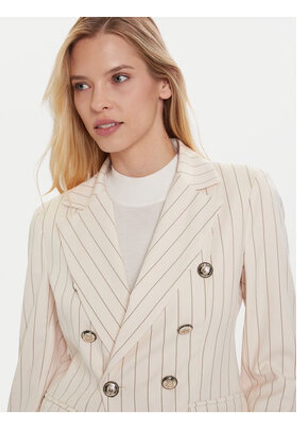Maryley Marynarka 25IB139/M17 Écru Regular Fit. Kolor: kremowy. Materiał: syntetyk