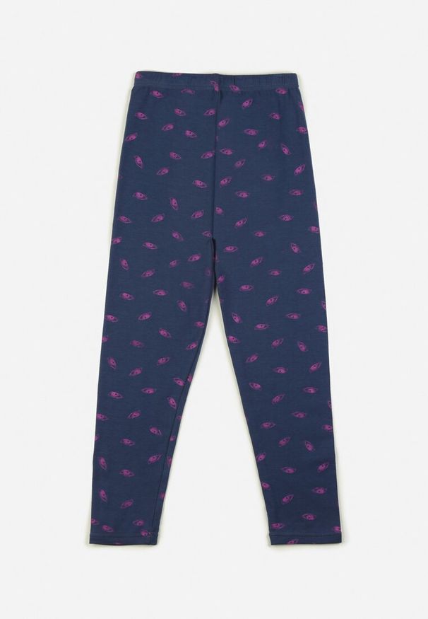 Born2be - Granatowe Legginsy Eidippe. Kolor: niebieski. Materiał: guma, bawełna. Długość: długie. Wzór: nadruk
