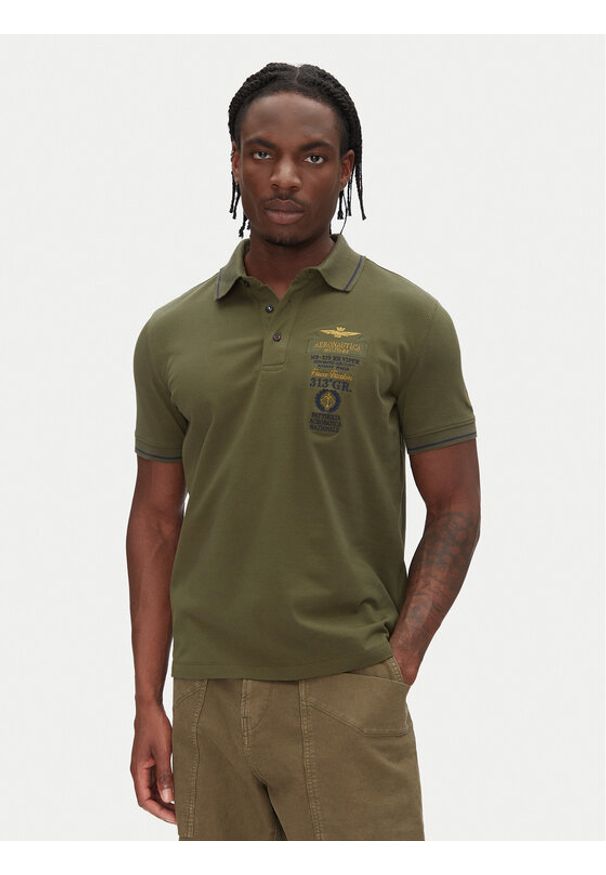 Aeronautica Militare Polo 251PO1853P191 Khaki Regular Fit. Typ kołnierza: polo. Kolor: brązowy. Materiał: bawełna