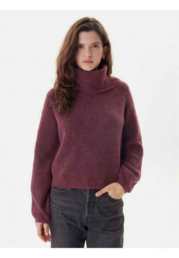 only - ONLY Golf Gila 15358571 Fioletowy Regular Fit. Typ kołnierza: golf. Kolor: fioletowy. Materiał: syntetyk