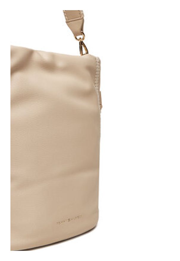 TOMMY HILFIGER - Tommy Hilfiger Torebka Th Soft Summer Bucket AW0AW17540 Beżowy. Kolor: beżowy. Materiał: skórzane
