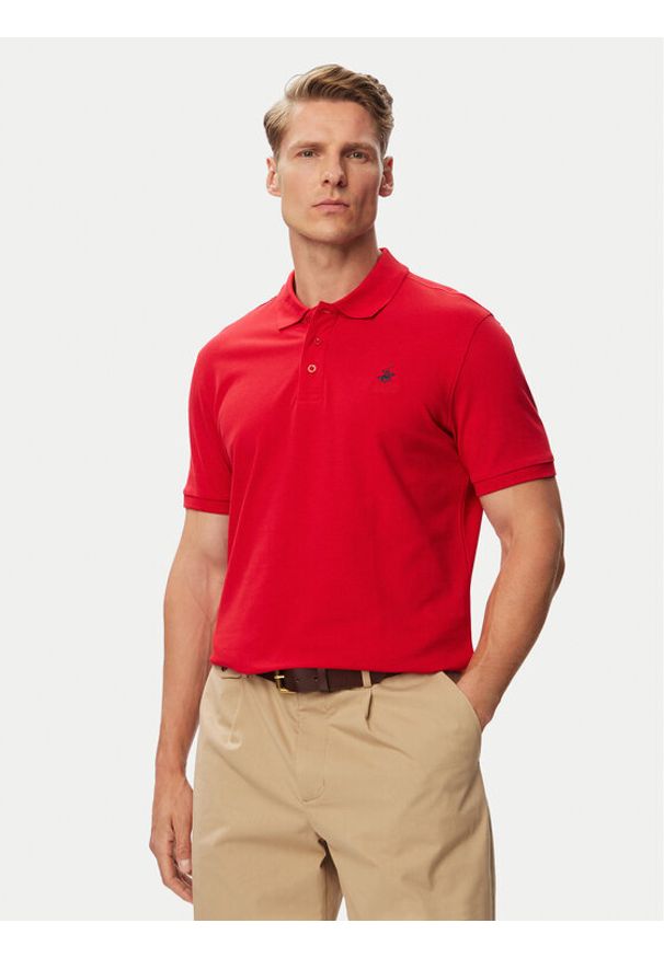 Beverly Hills Polo Club Polo P-SS26M-P42560_Navy LogoWRED Czerwony Regular Fit. Typ kołnierza: polo. Kolor: czerwony. Materiał: bawełna