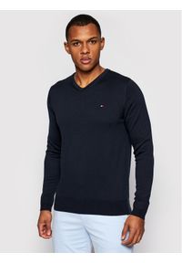 TOMMY HILFIGER - Tommy Hilfiger Sweter MW0MW04979 Granatowy Regular Fit. Kolor: niebieski. Materiał: bawełna