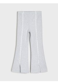Sinsay - Spodnie flare z ozdobną koronką - szary. Kolor: szary. Materiał: koronka. Wzór: koronka #1