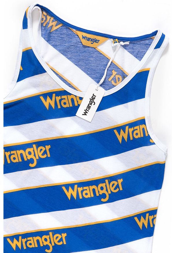 Wrangler - WRANGLER T SHIRT DAMSKI B&Y ALLOVER TANK WHITE W725LF712 112130928. Długość rękawa: na ramiączkach