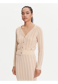 Guess Kardigan W5YR15 Z3OU0 Beżowy Regular Fit. Kolor: beżowy. Materiał: bawełna