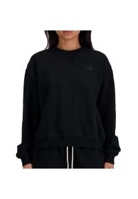 Bluza damska New Balance WT41500BK - czarna. Okazja: na co dzień. Kolor: czarny. Materiał: tkanina, bawełna, prążkowany, dresówka. Styl: klasyczny, casual