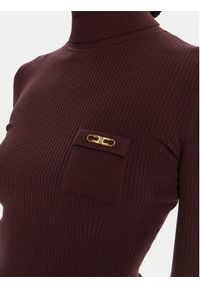 Elisabetta Franchi Golf MK-11B-56E2-V290 Bordowy Slim Fit. Typ kołnierza: golf. Kolor: czerwony. Materiał: syntetyk #3
