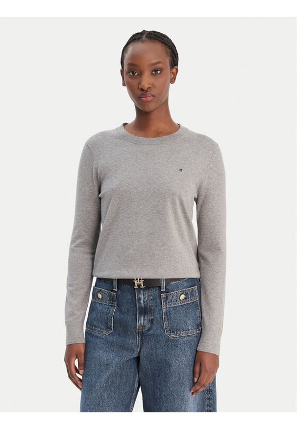 TOMMY HILFIGER - Tommy Hilfiger Sweter WW0WW44984 Szary Regular Fit. Kolor: szary. Materiał: bawełna, syntetyk