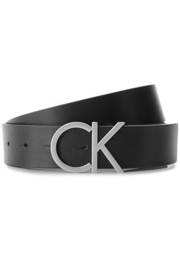 Calvin Klein Pasek Damski Ck Logo Belt 3.5 K60K602141 80 Czarny. Kolor: czarny. Materiał: skóra