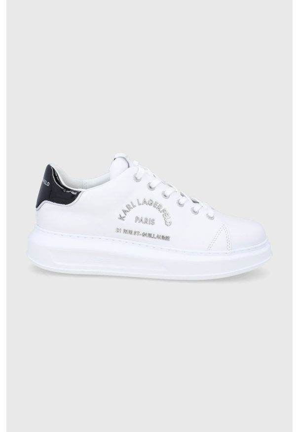Karl Lagerfeld Buty skórzane KL52539.011 kolor biały. Nosek buta: okrągły. Zapięcie: sznurówki. Kolor: biały. Materiał: skóra