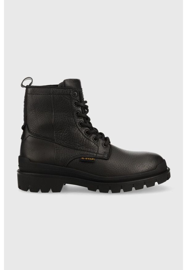 G-Star RAW - G-Star Raw botki skórzane Blake Hgh damskie kolor czarny na platformie. Nosek buta: okrągły. Zapięcie: sznurówki. Kolor: czarny. Materiał: skóra. Obcas: na platformie