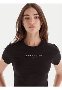 Tommy Jeans T-Shirt Bling Linear DW0DW21550 Czarny Slim Fit. Kolor: czarny. Materiał: bawełna