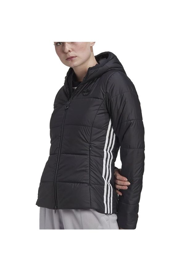 Adidas - Kurtka adidas Slim Jacket GD2507 - czarna. Kolor: czarny. Materiał: poliester, materiał, tkanina, nylon. Długość rękawa: długi rękaw. Długość: długie. Wzór: aplikacja