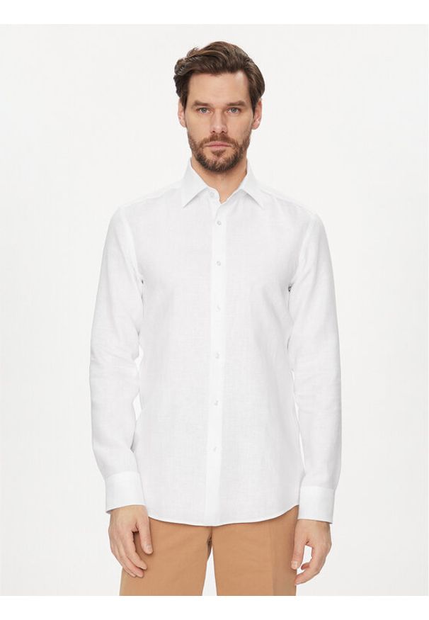 BOSS - Boss Koszula H Hank Kent C1 214 50490234 Biały Slim Fit. Typ kołnierza: kołnierzyk klasyczny. Kolor: biały. Materiał: len