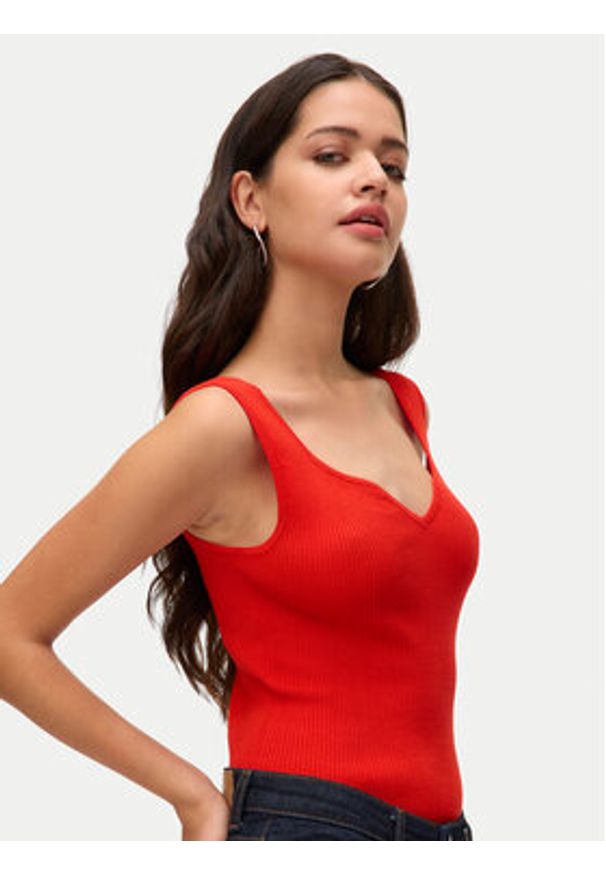 Vero Moda Top Willow 10326450 Czerwony Slim Fit. Kolor: czerwony. Materiał: wiskoza