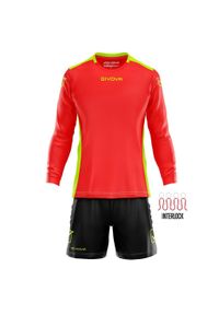 Komplet bramkarski koszulka z długim rękawem i spodenki Givova Hyguana. Kolor: wielokolorowy, żółty, zielony, czarny, czerwony. Materiał: dresówka. Sport: piłka nożna #1