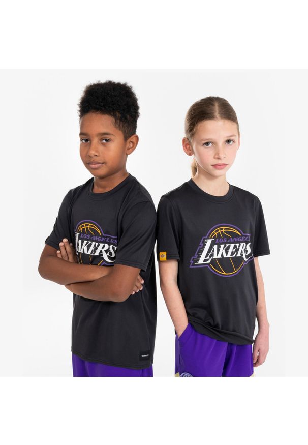 TARMAK - Koszulka do gry w koszykówkę dla dzieci Tarmak NBA Lakers TS 900. Kolor: wielokolorowy, czarny. Materiał: materiał, poliester. Sport: koszykówka