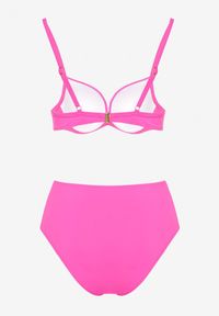 Born2be - Fuksjowe Klasyczne Bikini Majtki Typu Figi i Biustonosz Natinela. Kolor: różowy