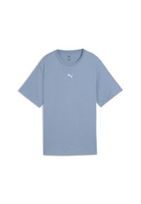 Puma - Damska koszulka o luźnym kroju ESS PUMA Cool Blue. Kolor: niebieski. Wzór: haft. Sport: fitness