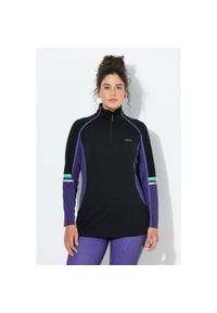 ULLA POPKEN - Damskie Bluzka funkcyjna wąska stójka zamek błyskawiczny długi rękaw. Typ kołnierza: kołnierzyk stójkowy. Kolekcja: plus size. Kolor: czarny. Materiał: materiał, poliester, elastan. Długość rękawa: długi rękaw. Długość: długie #1