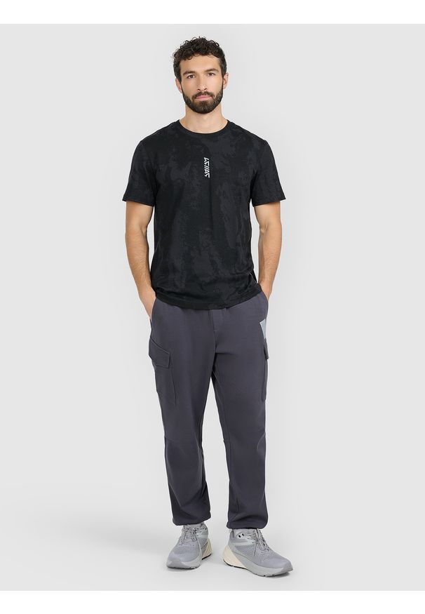 4f - 4F T-shirt regular z nadrukiem męski - czarny XL. Okazja: na co dzień. Kolor: czarny. Wzór: nadruk. Styl: casual