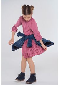 Mayoral - Sukienka dziecięca 128-167 cm. Kolor: różowy. Materiał: tkanina, poliester. Długość rękawa: długi rękaw. Wzór: gładki. Typ sukienki: rozkloszowane. Długość: mini #1