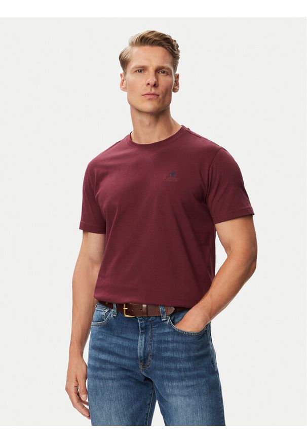 Beverly Hills Polo Club T-Shirt P-SS26M-TS41740FIG Bordowy Regular Fit. Typ kołnierza: polo. Kolor: czerwony. Materiał: bawełna