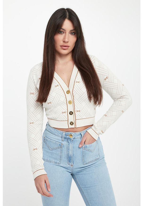 Elisabetta Franchi - Kardigan damski logowany ELISABETTA FRANCHI