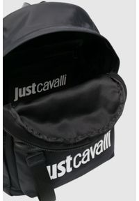 Just Cavalli - JUST CAVALLI Czarny damski plecak Range Institutional Logo. Kolor: czarny. Wzór: paski #5