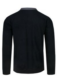 Bastion - Bluza Męska Czarna, Sweter z Kołnierzykiem na Guziki -BASTION. Kolor: czarny. Materiał: bawełna. Styl: klasyczny #3