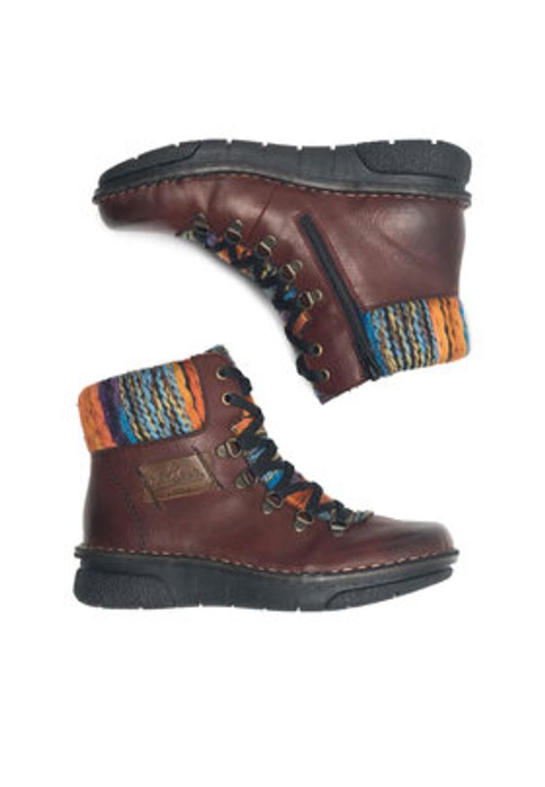 Rieker Trzewiki 73343-35 Bordowy. Kolor: czerwony. Materiał: materiał