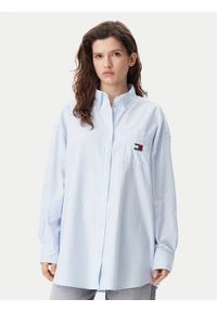 Tommy Jeans Koszula Badge DW0DW20289 Błękitny Oversize. Kolor: niebieski. Materiał: bawełna #1