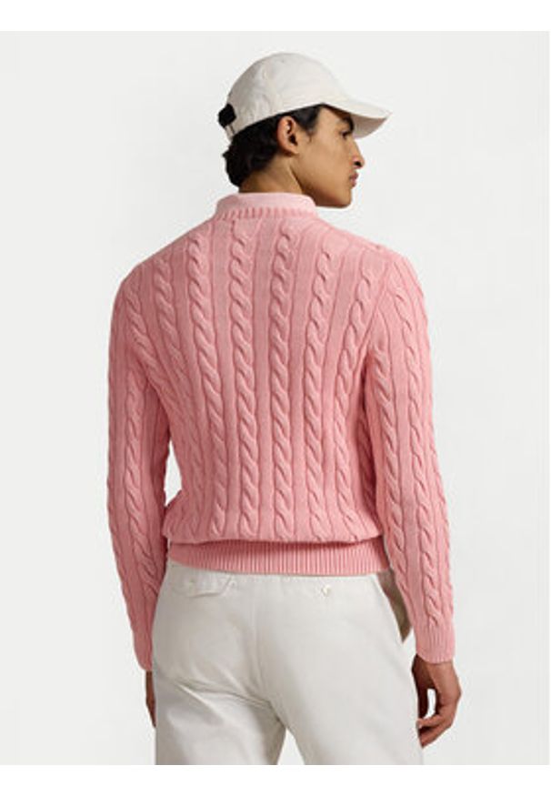 Polo Ralph Lauren Sweter 710965867004 Różowy Regular Fit. Typ kołnierza: polo. Kolor: różowy. Materiał: bawełna