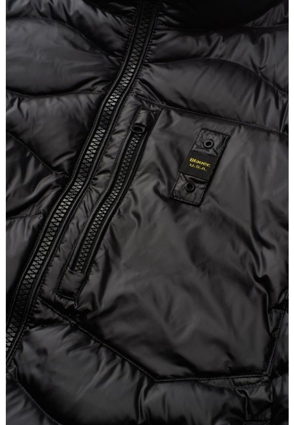 Blauer USA - BLAUER Czarna kurtka męska Daniel Short Jackets. Kolor: czarny. Materiał: poliamid