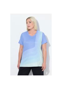 ULLA POPKEN - Damskie Koszula na jogę marszczona taśma na plecach dekolt w serek rękaw 1/2. Typ kołnierza: dekolt w serek. Kolekcja: plus size. Kolor: niebieski. Materiał: poliester, materiał, elastan. Sport: joga i pilates #1