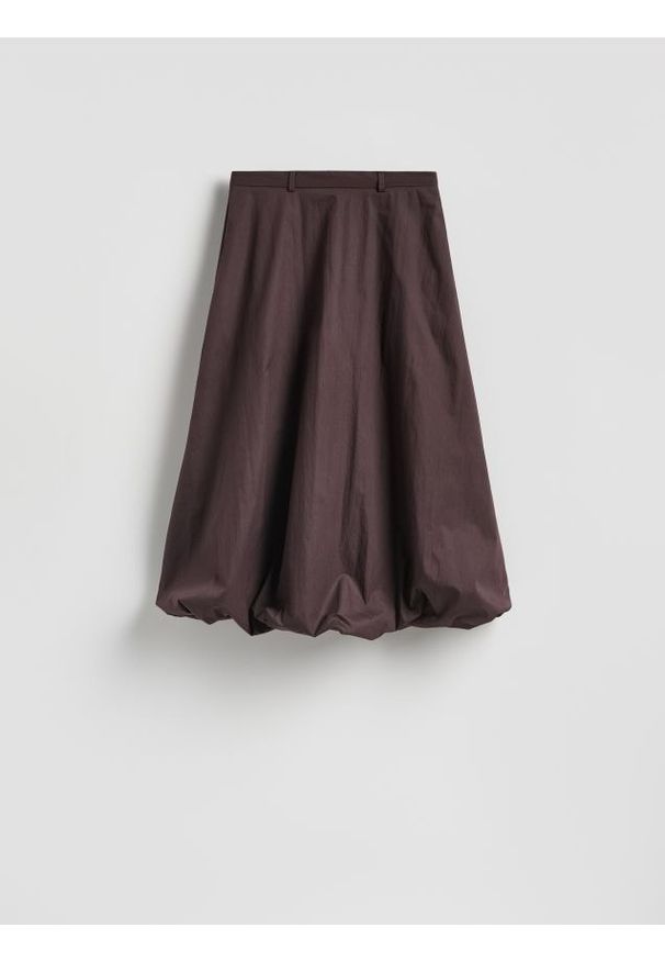 Reserved - Spódnica bombka - brązowy. Kolor: brązowy. Materiał: bawełna, tkanina