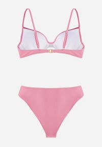 Born2be - Fioletowe Bikini Biustonosz i Figi z Ozdobnym Marszczeniem i Aplikacją Periete. Kolor: fioletowy. Wzór: aplikacja #6