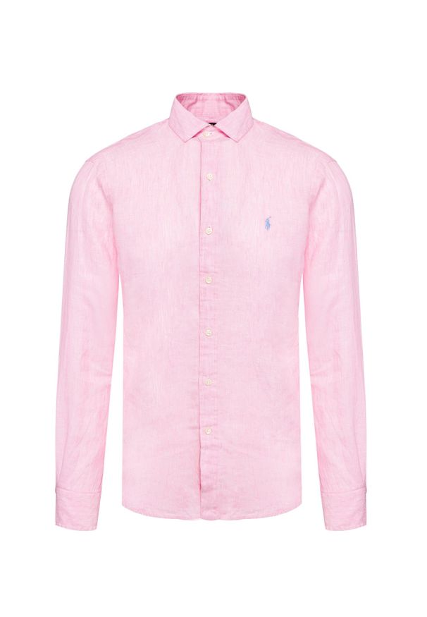 Polo Ralph Lauren - Koszula lniana POLO RALPH LAUREN. Typ kołnierza: polo. Kolor: różowy. Materiał: len