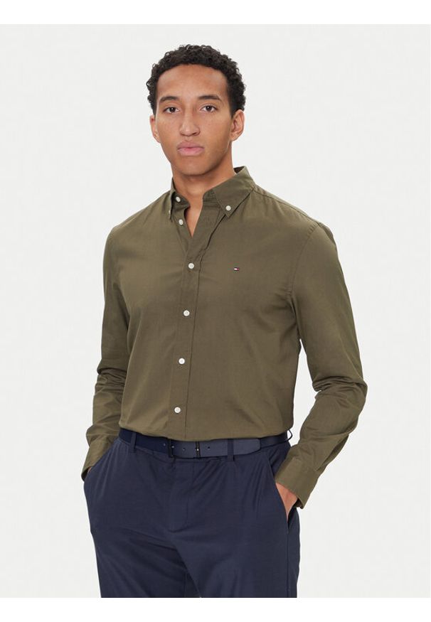 TOMMY HILFIGER - Tommy Hilfiger Koszula MW0MW37550 Khaki Regular Fit. Kolor: brązowy. Materiał: bawełna