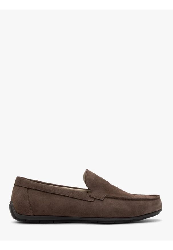 Ryłko - Welurowe mokasyny w stylu casual. Okazja: na co dzień. Kolor: szary. Materiał: welur, skóra. Styl: casual