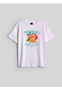 4f - 4F T-shirt loose z nadrukiem damski - biały L. Okazja: na co dzień. Kolor: biały. Materiał: materiał, bawełna, dzianina. Wzór: nadruk. Styl: casual #1