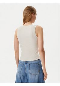 Tommy Jeans Top DW0DW21369 Beżowy Slim Fit. Kolor: beżowy. Materiał: bawełna
