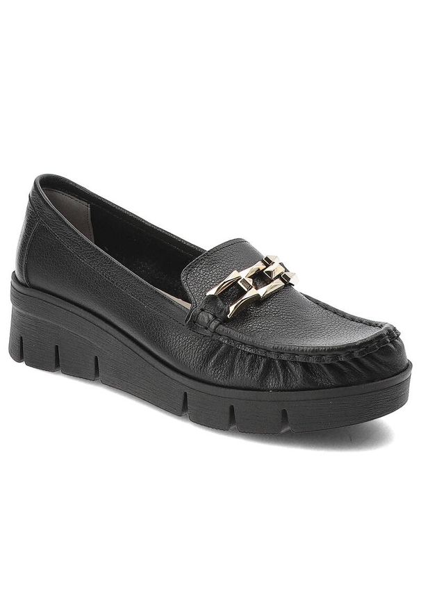 Czarne Półbuty Armodo Stylowe Obuwie Damskie. Kolor: czarny. Materiał: skóra. Styl: elegancki