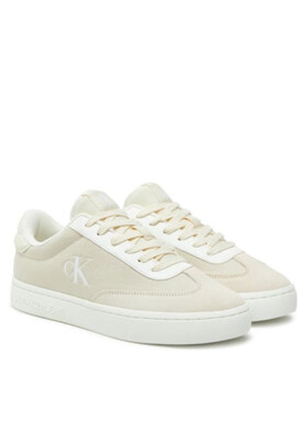 Calvin Klein Jeans Sneakersy Classic Cupsole Low Mix Mg Wn YW0YW01636 Écru. Kolor: kremowy. Materiał: materiał