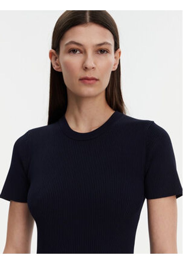 MICHAEL Michael Kors Sukienka dzianinowa MS5830OBFD Granatowy Slim Fit. Kolor: niebieski. Materiał: syntetyk