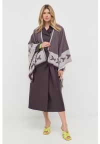 Patrizia Pepe poncho wełniane kolor fioletowy. Kolor: fioletowy. Materiał: wełna #1